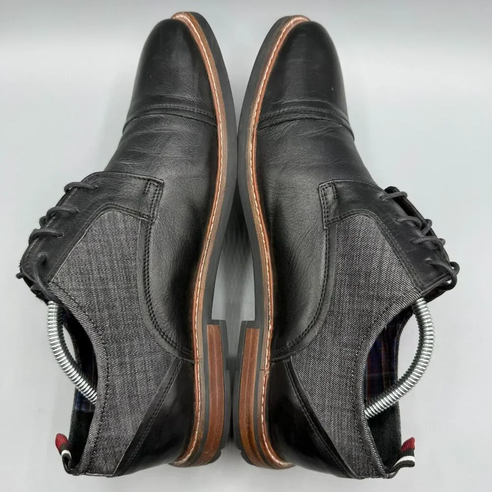 Ben Sherman Black Leather Oxford Shoes Brent Cap Toe Mens Size 10.5